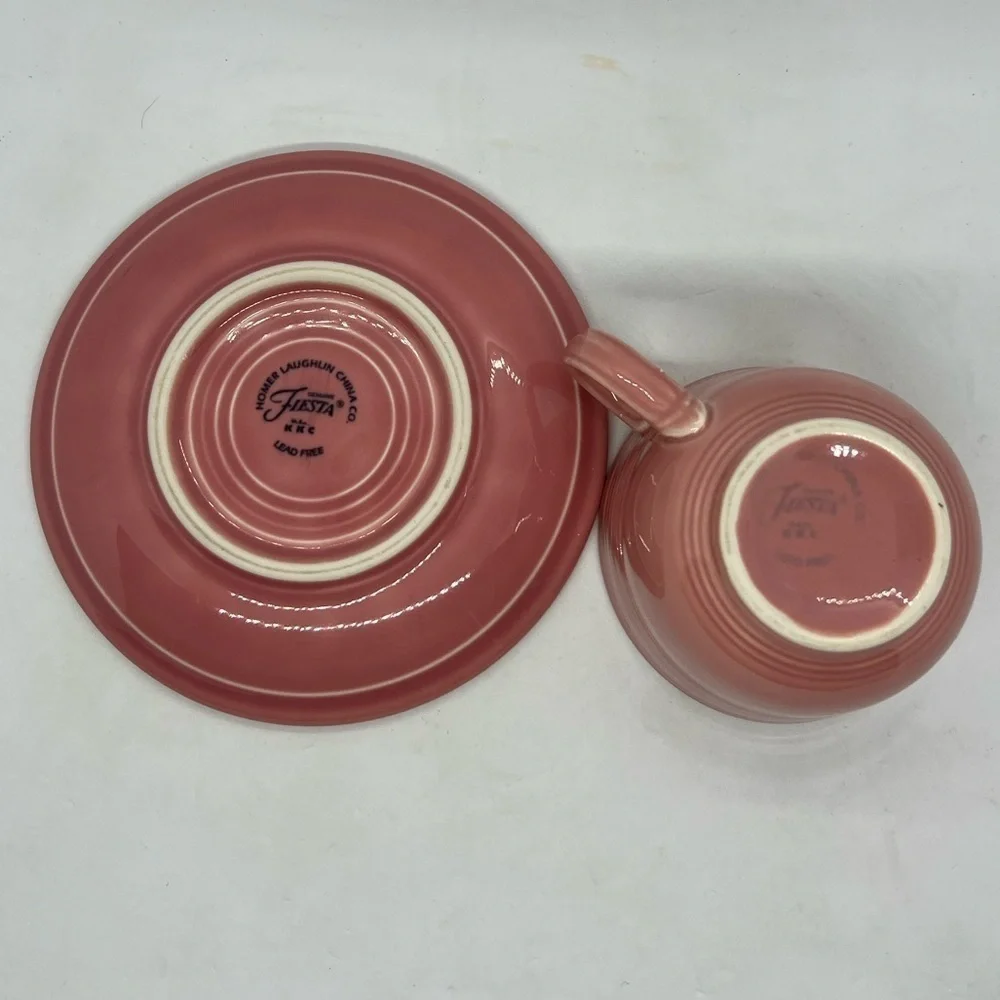 Fiesta Rose Pink Teacup and Saucer 1996